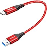 LDLrui USB C Data Cable 10Gbps, 1ft, 1-Pack, Red, Braided | USB C to USB A Data Transfer, 3.1A Fast Charging Cord, for Samsun
