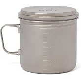 Vargo Titanium BOT Series | BOT XL | Ultralight Water Bottle Cooking Pot 1.1L (37 oz) | Weights: 5.5 oz (156g) | Water-tight Lid Backpacking Camping