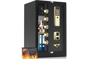 POVANJE 5.0 Cuft Extra Large Fireproof Safe Box For Home, Heavy Duty Digital Home Safes Fireproof Waterproof with Key Combination Lock, Sensor Light, Security Document Fire Safe for Business Money Medicine