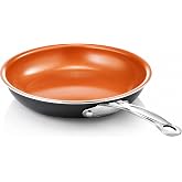 GOTHAM STEEL 9.5 Inch Copper Non Stick Frying Pans Skillet | Ceramic Non Toxic Skillet Made Without PFOA/PTFE/PFOS, Lightweight, Stay Cool Handle, Oven and Dishwasher Safe