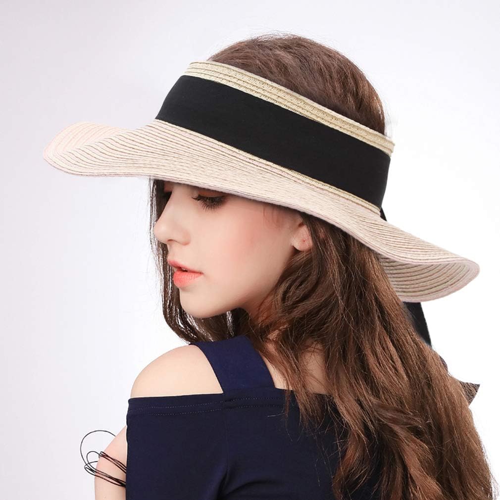 GEMVIE Women Summer Beach Hat Handwoven Wide Brim Straw Sun Hat