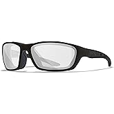 Wiley X Brick Sunglasses, ANSI Z87 Safety Glasses for Men and Women, UV Eye Protection for Shooting, Fishing, Biking, and Extreme Sports, Matte Black Frames, Clear Lenses