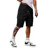 JMIERR Men's Casual Stretch Cargo Shorts Classic Drawstring Elastic Waist Summer Work Short with Multi Pockets