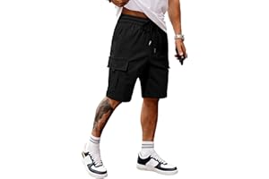 JMIERR Men's Casual Stretch Cargo Shorts Classic Drawstring Elastic Waist Summer Work Short with Multi Pockets