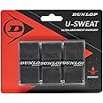Dunlop Sports U-Sweat Tennis/Squash/Badminton/Padel OVERGRIP (3-Pack, 12-Pack, 30-Pack Roll) (Black & White Colors) (Super Absorbent, Moisture Wicking Construction, Comfortable, Cushioned Surface)