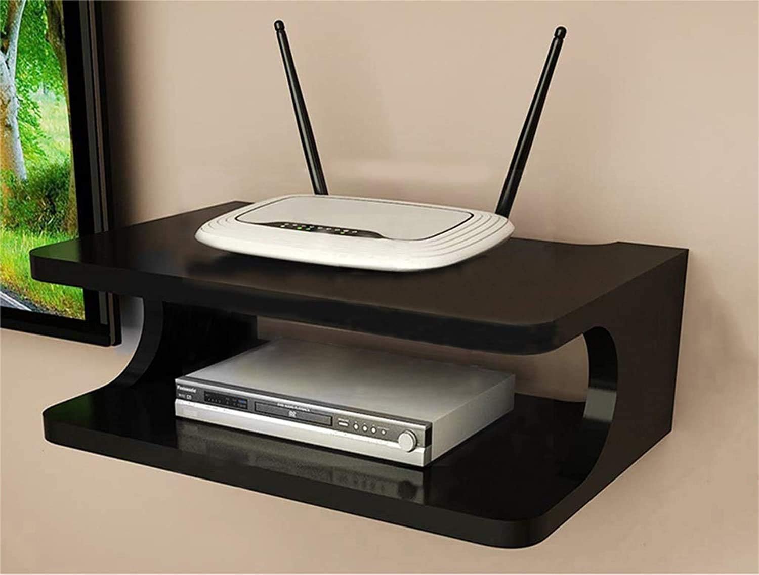 AOne Shopee Set Top Box Wall Shelf Wall Mount Stand Wooden Set top Box