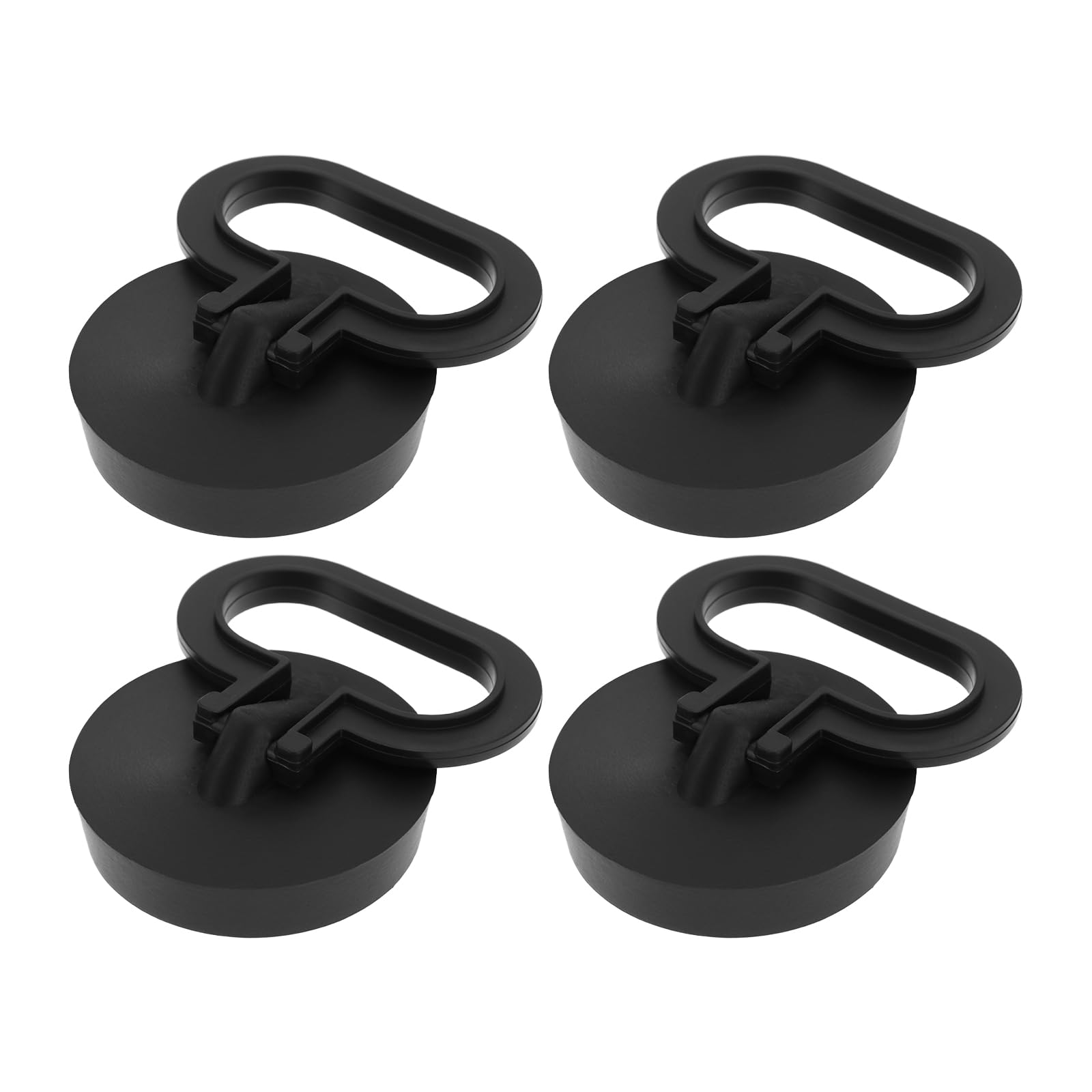 EMSea 4pcs Black Plastic Sink Plug with Handle, Drain Plug Diameter 37mm, Top Diameter 40mm, Suitable for Kitchen, Bathtub, Laundry Sink, Showers