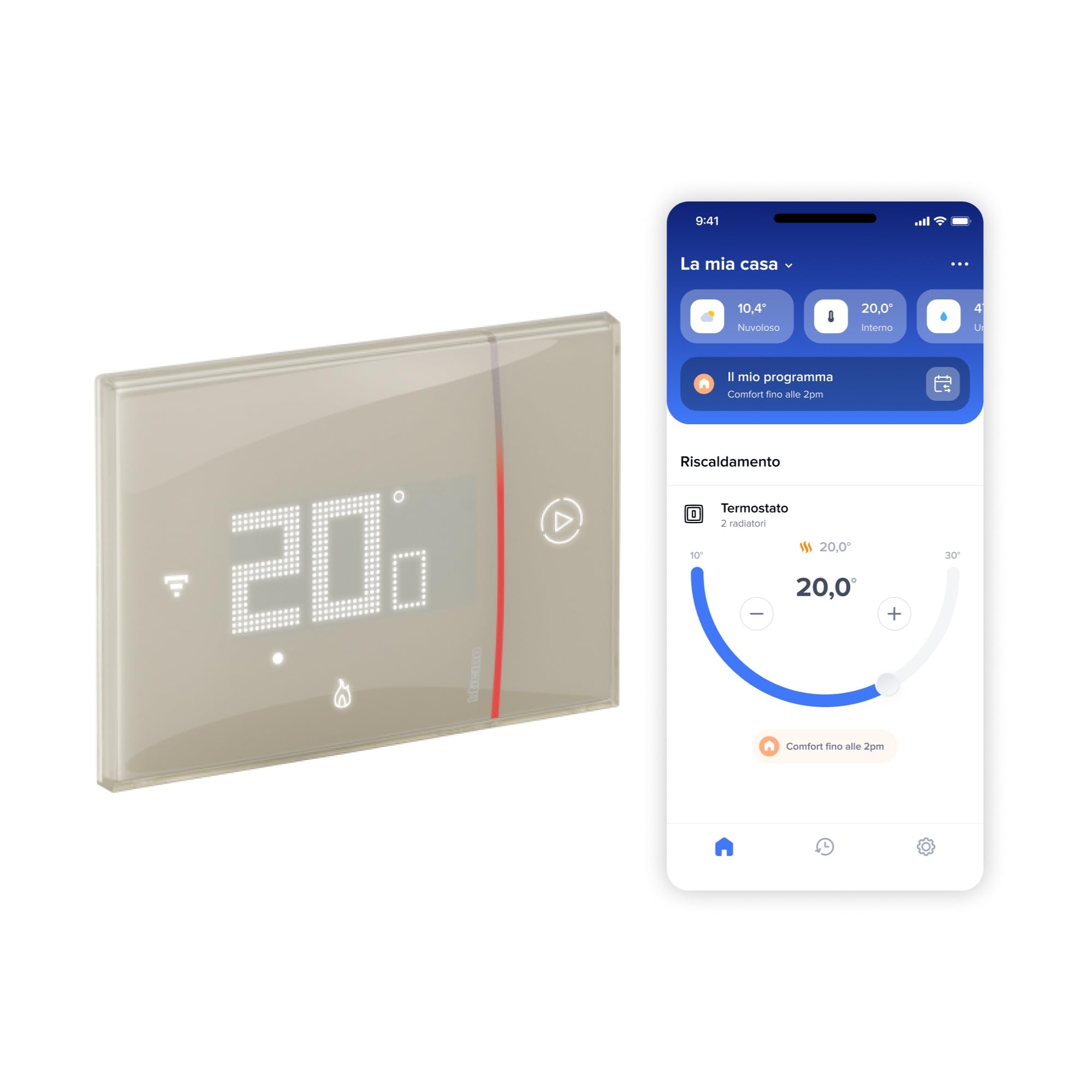 BTICINO SXM8002 Wifi Thermostat Smarther2 with Netatmo, Built-in Boiler Thermostat, Remote Control with App, Alexa, Google Assistant, Apple HomeKit, Programmable, Energy Saving