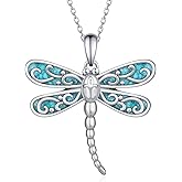 qielizhu Turquoise Dragonfly Necklace 925 Sterling Silver Dragonfly Necklace for Women Western Turquoise Necklace Turquoise Dragonfly Jewelry Gifts for Women