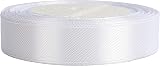 OWill White Satin Ribbon 20mm x 22m Double Sided Polyester Gift Wrap view 2