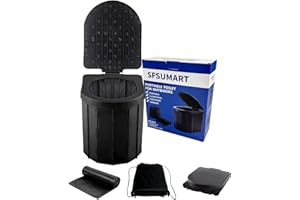 SFSUMART Camping Toilet, Universal Foldable Portable Toilet with Lid for Adult Kids, Emergency Potty with 12pc Toilet Bags fo