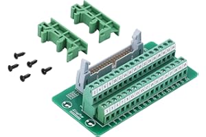Jienk IDC34 Breakout Board 2x17 34Pins Male Header Terminal Block Connector with C45 DIN Rail Mounting feet for PLC MCU