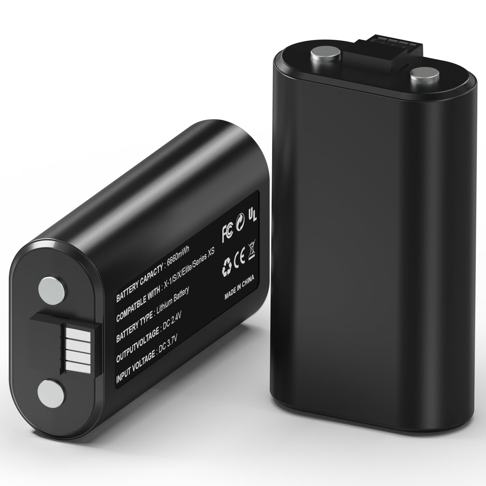 Wodbymat Rechargeable Battery Pack (2-Pack, 6660mWh) for Xbox Series X/S & One/One S/One X/Elite Controllers - Overcharge & Short-Circuit Protection, Play & Charge Simultaneously - FCC/CE Certified