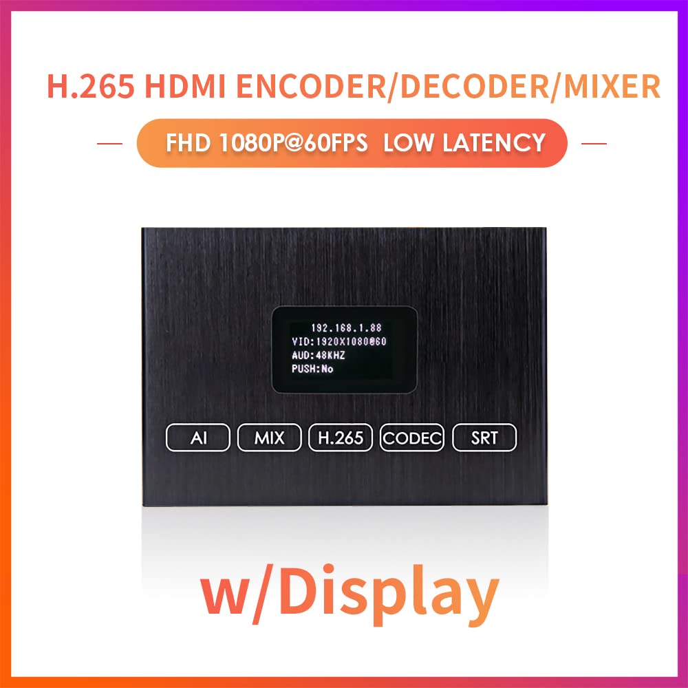 EXVIST H.265 1080P 60FPS HDMI Video Encoder HDMI Decoder, Supports HLS RTMP RTSP SRT UDP, Compatible with ONVIF/Hikvision, for IPTV Live Streaming to YouTube Facebook Vimeo etc.
