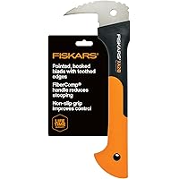 Fiskars 12" Hookaroon - Non-Slip Grip Handle with Pointed, Angled Blade - Landscaping Tool for Rotating, Dragging, Stacking L