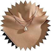 YienDoo Layered Turquoise Necklace Vintage Black Leather Rope Necklace Chain Boho White Water Drop Turquoise Pendant Necklace Layered Stacked Bohemian Necklace Jewelry for Women