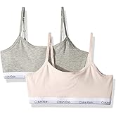 Calvin Klein Kids Girls' Cropped Cotton Cami Bralette 2-Pack