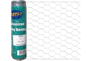 MTB SUPPLY 20GA Galvanized Hexagonal Poultry Netting Chicken Wire 12 inches x 25 feet x 1 inch Mesh