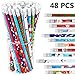 Outus 48 Pieces Christmas Pencils with Eraser Xmas Wood Pencils Holiday Pencils with Christmas Elements for Christmas Gifts Party Supplies, 12 Styles