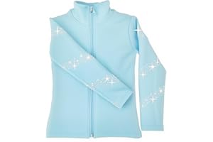 JoyCan Girl's Black Ice Figure Skating Training Jacket with Sparkling Rhinestone Plush Premium Skating Training Clothes
