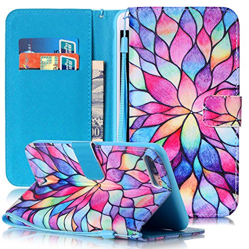 iPhone 8 Plus Wallet Case, iPhone 7 Plus Case, JanCalm [Wrist Strap] [Kickstand] Pattern Premium PU Leather Wallet [Card/Cash Slots] Flip Cover for iPhone 7/8 Plus (5.5 Inch) + Crystal Pen