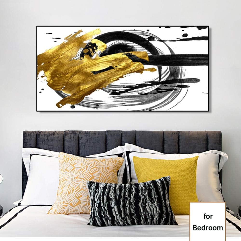 Pintura al óleo Abstracta Dorada Negra Estilo Chino sobre Lienzo