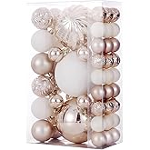 Christmas Ball Ornaments for Xmas Decorations,50 pcs Christmas Extra Large Tree Shatterproof Ornaments-Champagne (Combo of 5 Style in 3 Sizes)