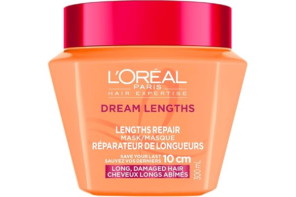L'Oréal Paris Hair Expertise Dream Lengths, Lengths Repair Hair Mask With Castor Oil and Vegetal Keratin, Repairs Damaged Len