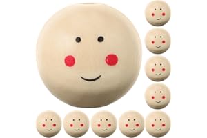 ibasenice Smiling Wooden Doll Head Beads 20 Pcs 0.98 Inch Natural Wood Smile Face Beads for Diy Jewelry Accessories Crafts Ke