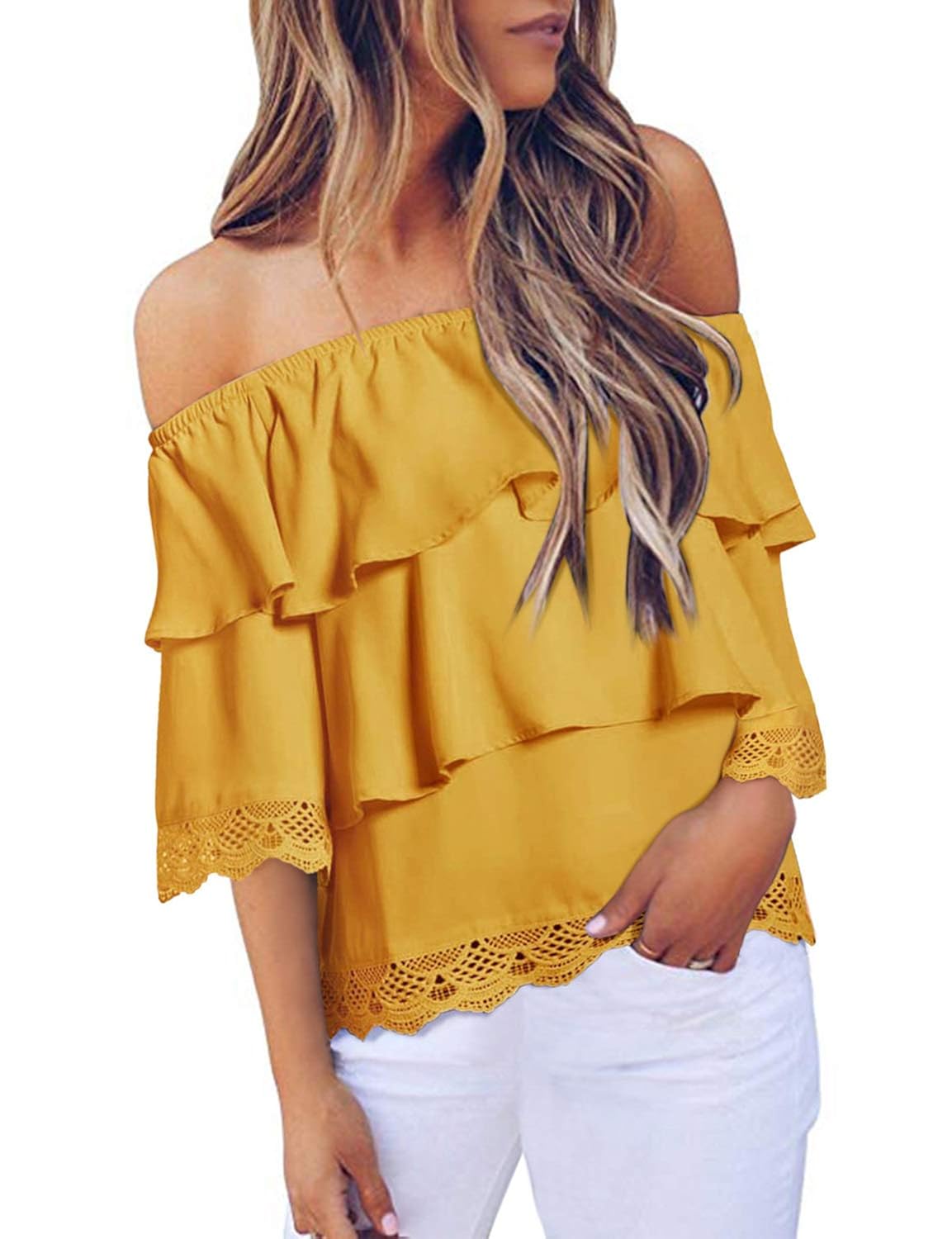 women's tiered ruffle tops