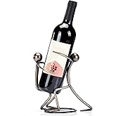 Aayla Tabletop Wine Rack - Metallic Silver Freestanding Countertop Figurine Wine Bottle Holder, Unique Wine Gifts and Accesso