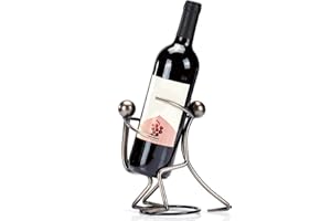 Aayla Tabletop Wine Rack - Metallic Silver Freestanding Countertop Figurine Wine Bottle Holder, Unique Wine Gifts and Accessories for Wine Lovers (Double 1)