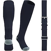 QBK Youth Baseball Socks & Belt Combo Set for Kids 2-16 Years -Softball/Tee Ball Accessories (1 Pair + 1 Belt, Unisex)