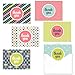Mod Thank You Note Cards Pack / 36 Appreciation Cards With White Envelopes Set / 6 Thanks Geometric Greeting Card Designs / 3 1/2