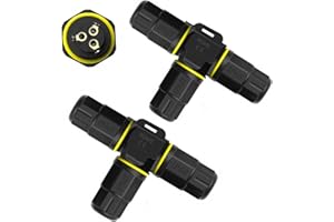 TIZOPO 3 Way Junction Box IP68 Waterproof Electrical Junction Box 3 Pin Junction Box Outdoor Cable Connector for Underground/Outdoor Ø0.18-0.4in, Shielded Field Installable - 2Pack