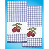 Stamped Kitchen Towels For Embroidery 16x28 2/Pkg-Cherry