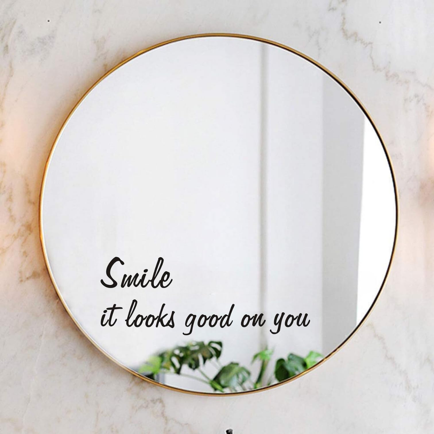 Genkigold Smile,it Looks Good on You Mirror Decal Vinyl, Car Mirror Decal, Mirror Sticker, Positive Affirmation Decal, Affirmation Stickers for Mirror, for Kids, for Teens, Bathroom Decal
