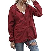 GKZA Women's Waterproof Raincoat Lightweight Rain Jacket Hooded Adjustable Windbreaker Rain Coats with Pocket for Outdoor