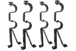 TEJATAN - Double Curtain Rod Brackets - 1 Inch Diameter - Black (Set of 4 (2 Pairs)) – (Can Also be Known as - Double Drapery Rod Bracket Set for Draperies/Double Curtain Hardware Brackets)