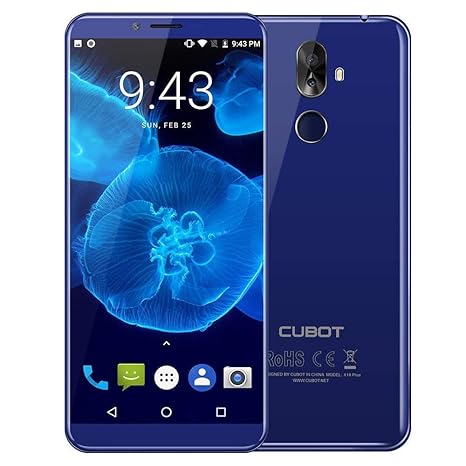 CUBOT X18 Plus 2018 4G LTE Smartphone ohne Vertrag, 5.99 18: 9 FHD+ Multi-Touchscreen, Android 8.0, Octa-Core 1.5GHz, 4GB RAM