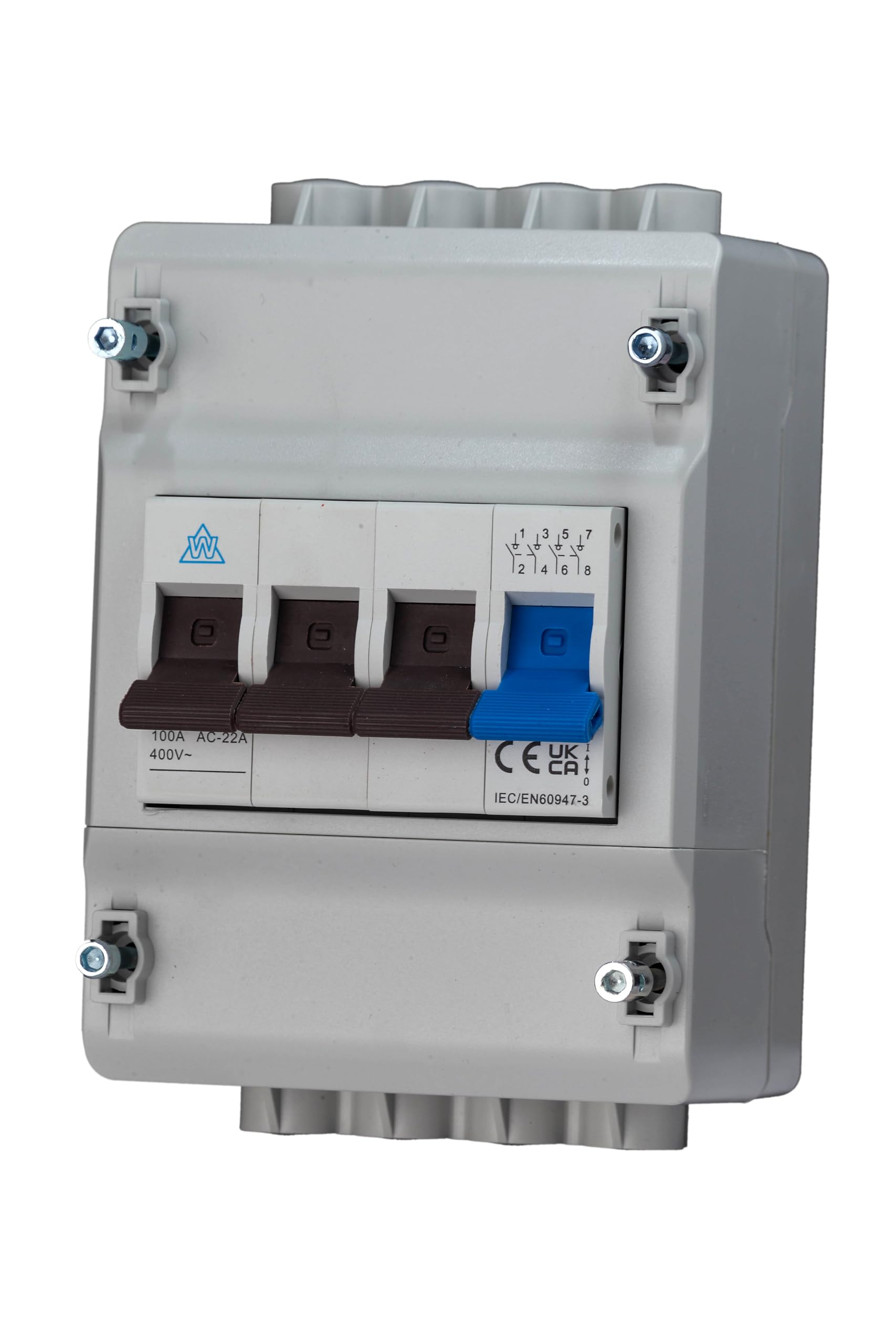 4 Pole Dual Terminal Meter Isolation Switch in Plastic Enclosure with Sealable Lid Screws WEC44100