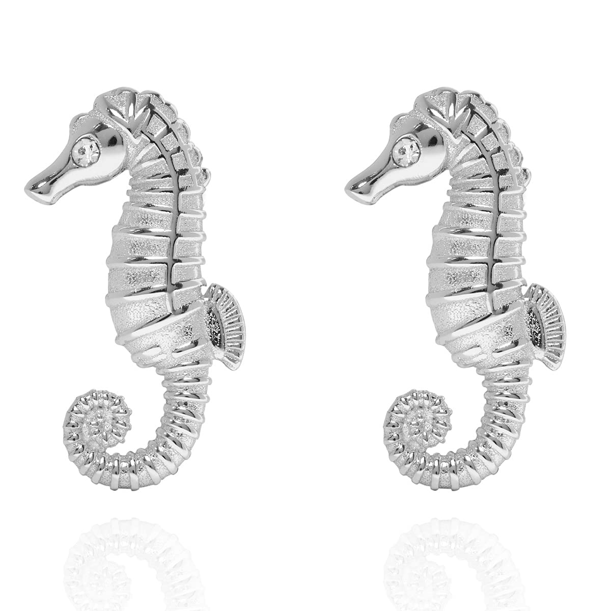 Annie Oak Womens 925 Silver Seahorse Stud Earrings