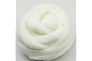 QICI 200g/7 oz Natural White Wool Roving Fiber Spin for Needle Felting Hand Spinning DIY