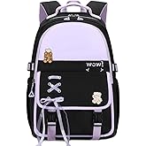 Cusangel Teen Girls Backpack,Girls Cute Backpack Big kids Elementary Middle High School College Student,17" Bookbag For 9Age+ boys(Purple)