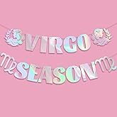 Virgo Season Banner, Iridescent Virgo Season Birthday Party Supplies -12 Constellation Zodiac Party Decorations, August/September Birthday Banner Decorations