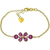 Galaxy Gold GG 14k Yellow Gold Floral Bracelet with Pink Topaz