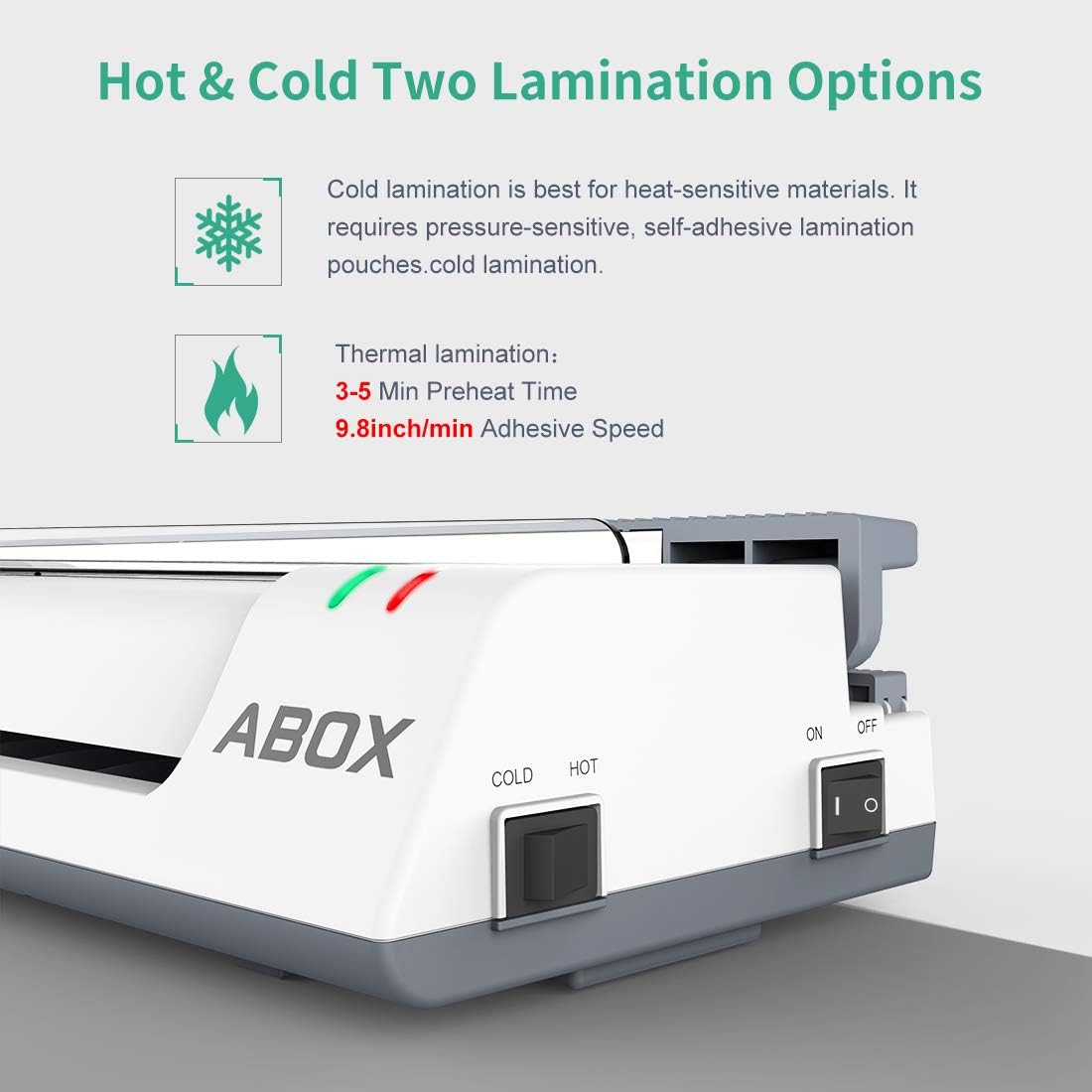 ABOX Laminator, 13 Inch Thermal Laminatir Machine OL381 for A3/A4/A6, with Paper Cutter, Corner Rounder, 16 Laminating Pouches : Office Products