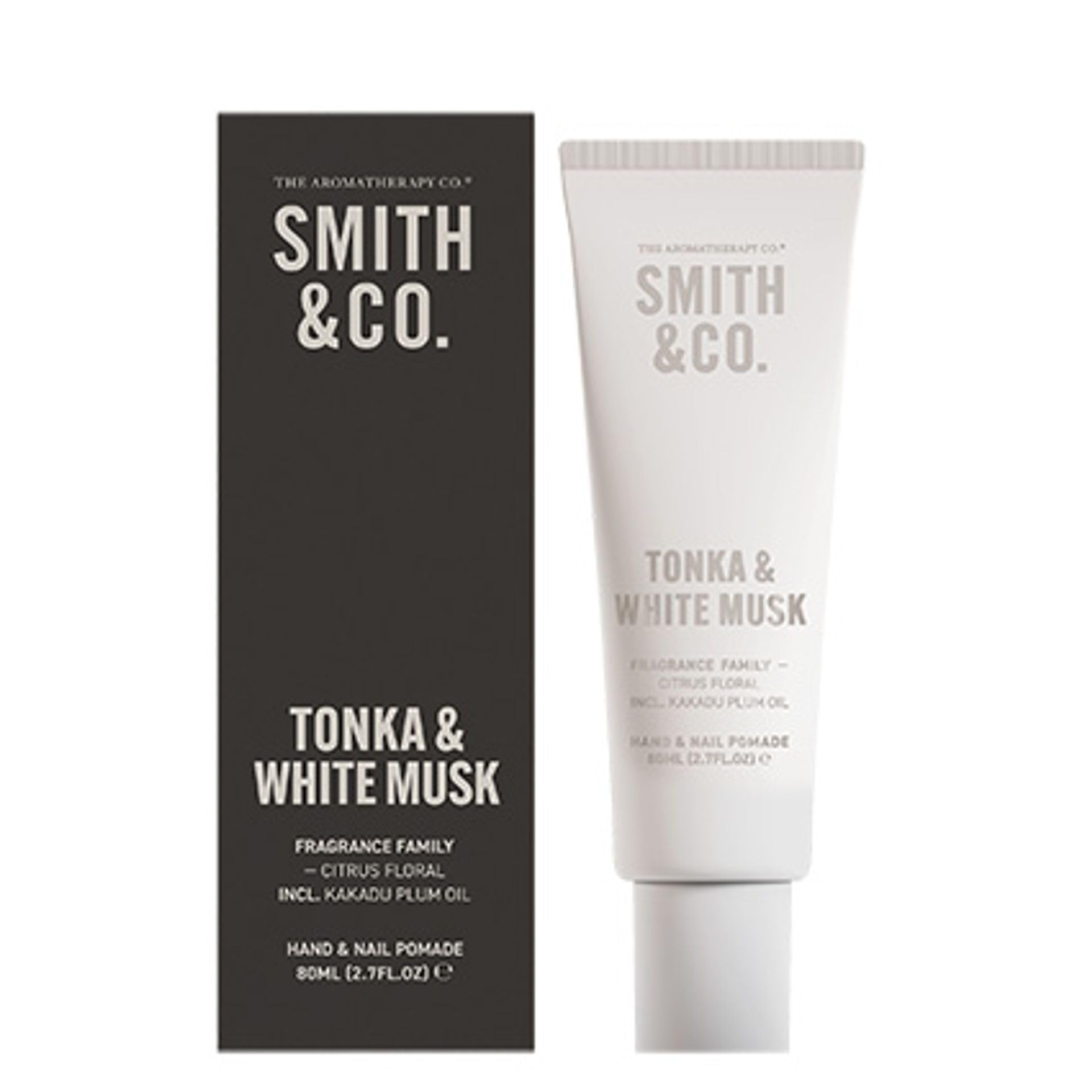 The Aromatherapy Co. - Smith & Co. 80ml Hand & Nail Pomade - Tonka & White Musk | Kakura Plum Oil & Marula Oil Skin Moisturiser - Vegan & Cruelty-Free/Made in New Zealand.