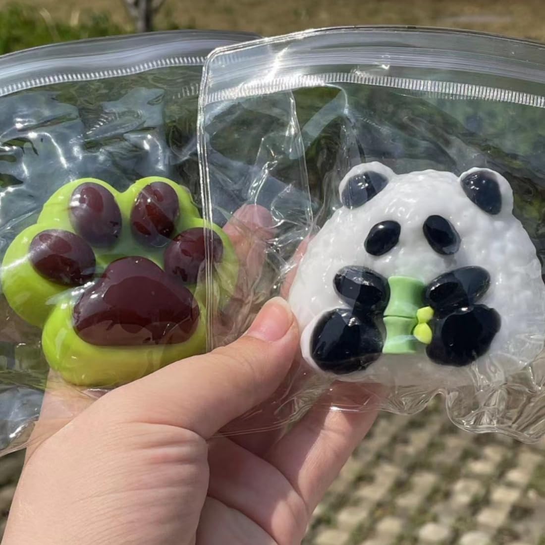 Photo 1 of 2 Pack Taba Squishy Cat Paw Squeeze Toys - Sticky Jelly Kitty Paw Fur Ball, Cute Funny Fidget Toys for Stress Relief, Sensory Play, Novelty Gifts for Kids & Adults