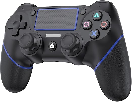 Amazon 21最新型 Ps4 コントローラー ワイヤレス コントローラー 600mah大容量バッテリー Bluetooth 遅延なし ジャイロセンサー機能 振動機能 タッチパネル 最新バージョン対応 高耐久ボタン イヤホンジャック付き コントローラー ブルー コントローラー